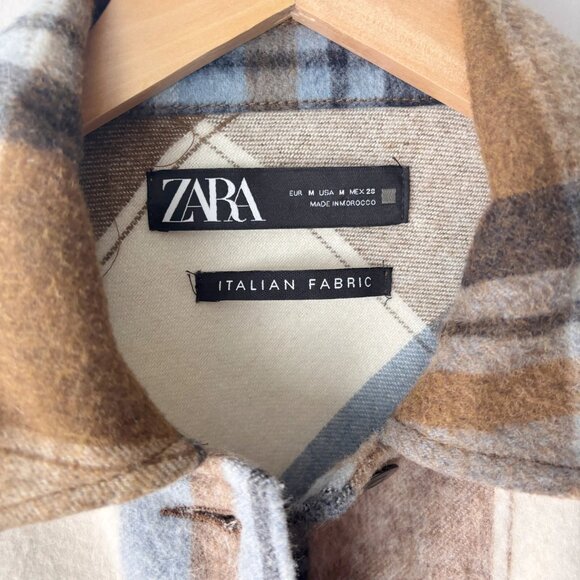 Zara Plaid Shacket Oversized Lumberjack Button Shirt Jacket Plaid M Cabincore - Picture 2 of 8